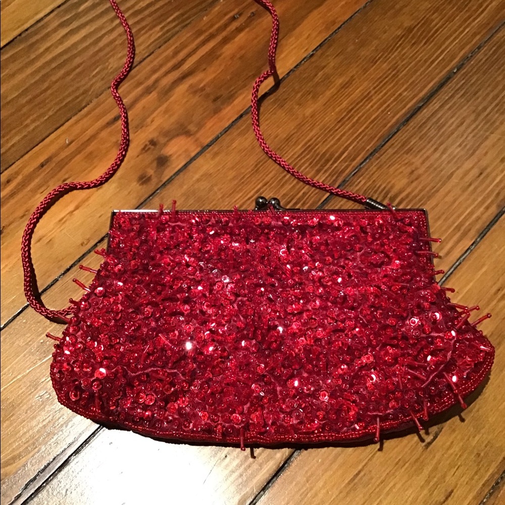 Red Beaded Clutch